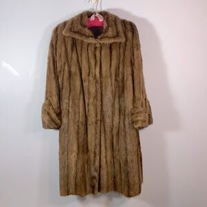 Clearfield furs mink long dress coat natural Demi buff brown size large 10